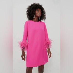 Tuckernuck Hot Pink Long-Sleeve Feather Cuff Dress